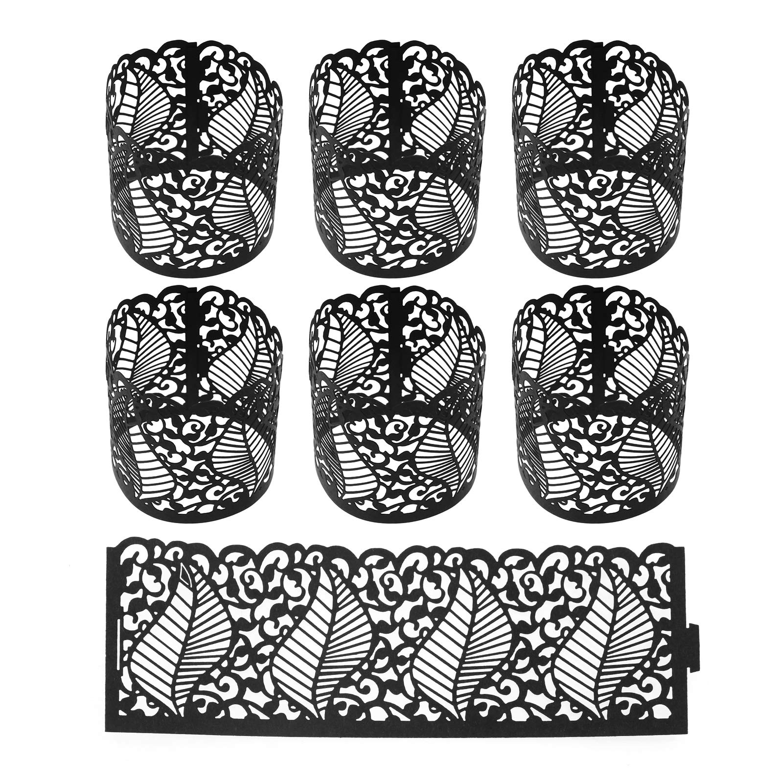 YINETTECH 50Pcs LED Tea Light Candle Tealight Wrap Lampshade Holder Set for Votive Centerpieces Wedding Birthday Party Baby Shower Black