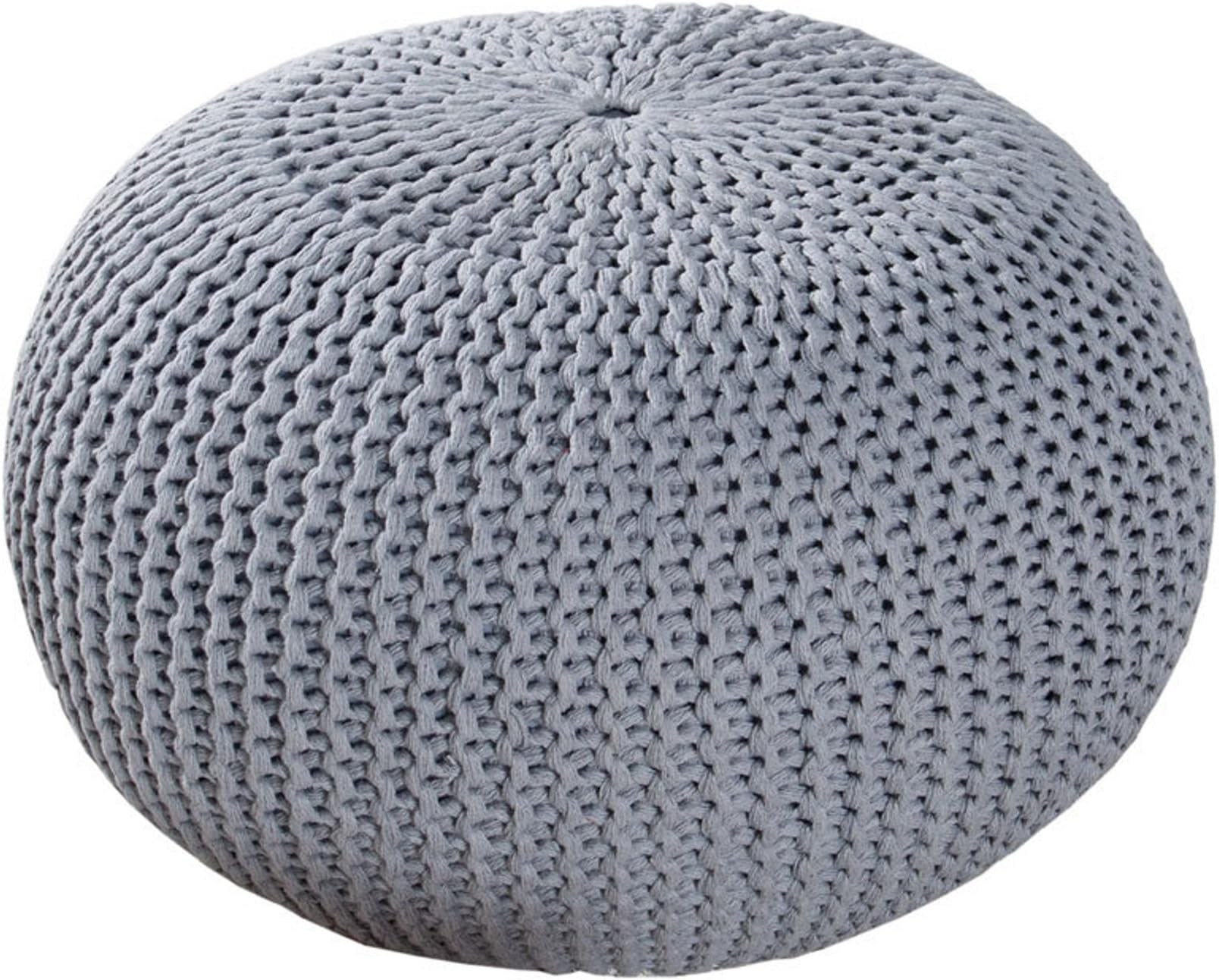 Design Knitted Pouf Leeds 50 Seating Footstool Seat Pouffe with Choice of Colours, Cotton, greige, 50 cm