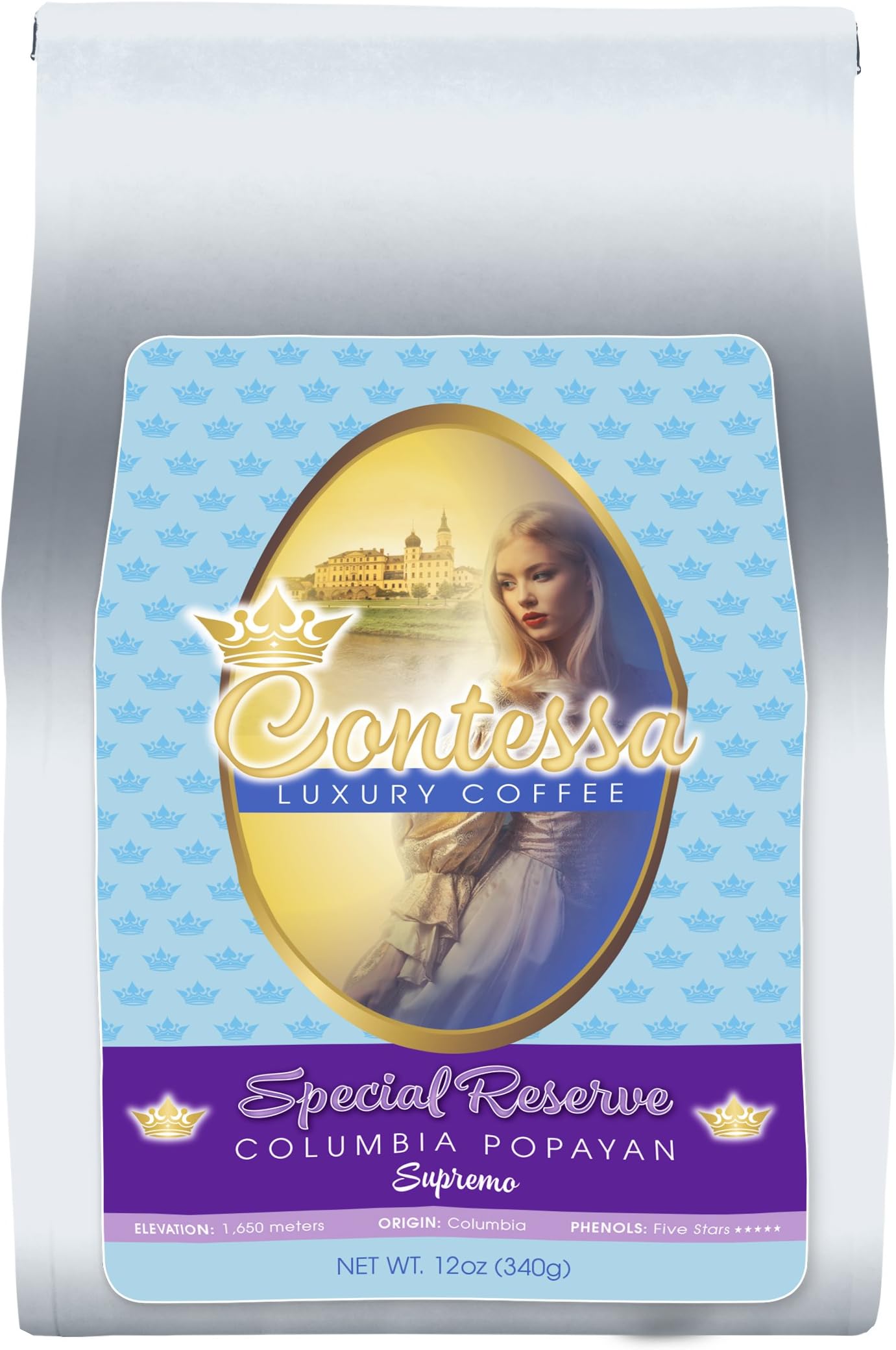 Contessa Coffee - Special Reserve Colombia POPAYAN SUPREMO, Whole Bean 12oz