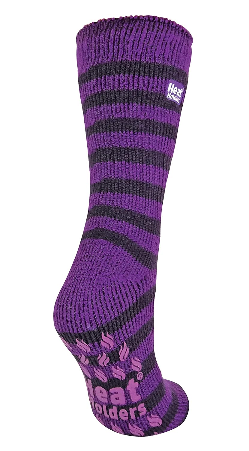Womens 2.34 Tog Thermal Heat Holder Slipper Socks 59 Us Purple/grey