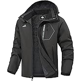 UTWGN Men's Winter Waterproof Ski Jacket,Warm Snowboarding Coat Snow Windbreaker Hooded for Hiking