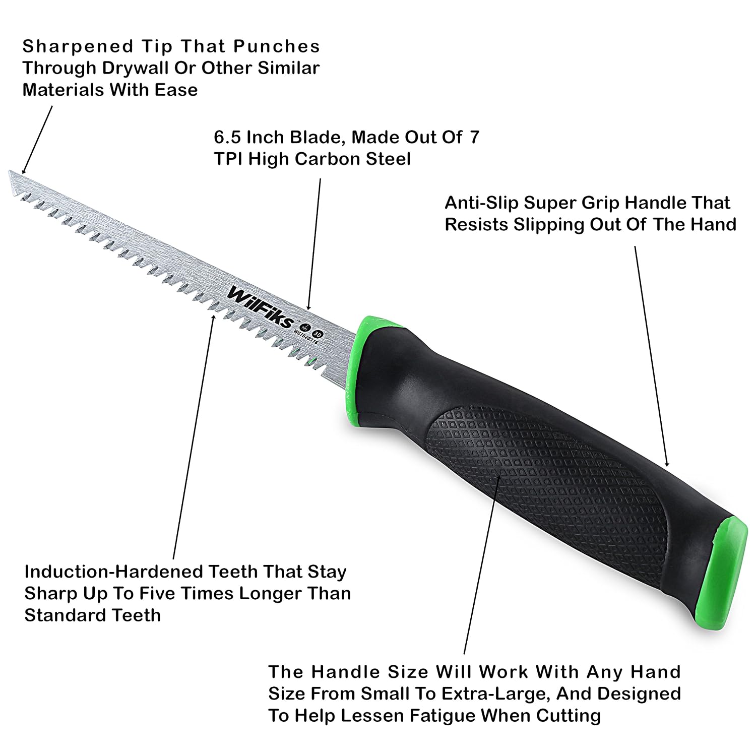 WilFiks Razor Sharp 6.5” Pro Jab Saw, Drywall Hand Saw, Perfect For