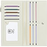 Tipmile Slim Wallet for Women, RFID Blocking Credit Card Holder, Ladies Bifold Wallet with Zipper, Off-White