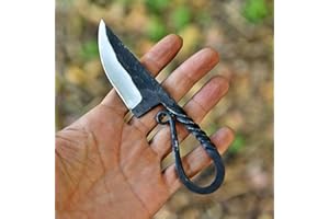 POLO CRAFT Hand Forged Celtic Pocket Hunting Knife Norse Viking Medieval Twist Fixed Blade Hardened Vintage Knives for Antique Collection Gift for Him(Forging Knife-1)