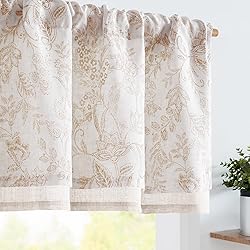 jinchan Sheer Valance for Window Floral Valance