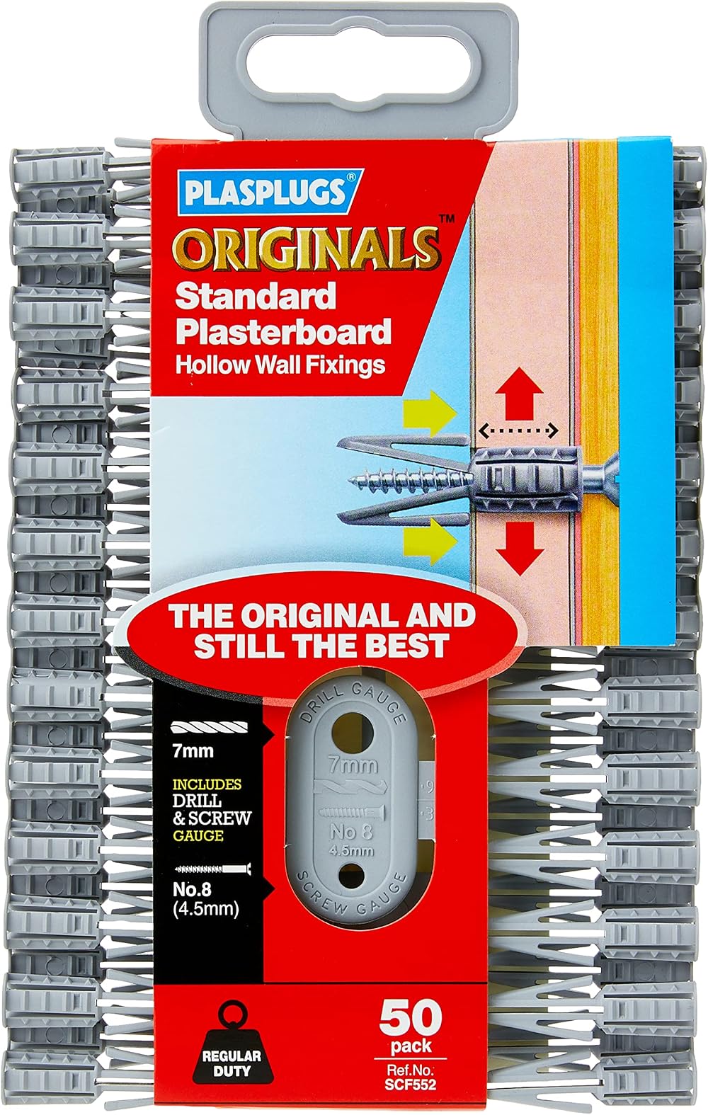 Plasplugs Plasterboard Fixings 50 x No.8 with Depth Gauge