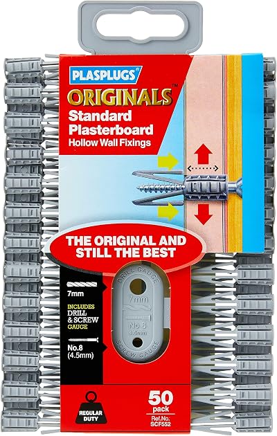 Plasplugs Plasterboard Fixings 50 x No.8 with Depth Gauge