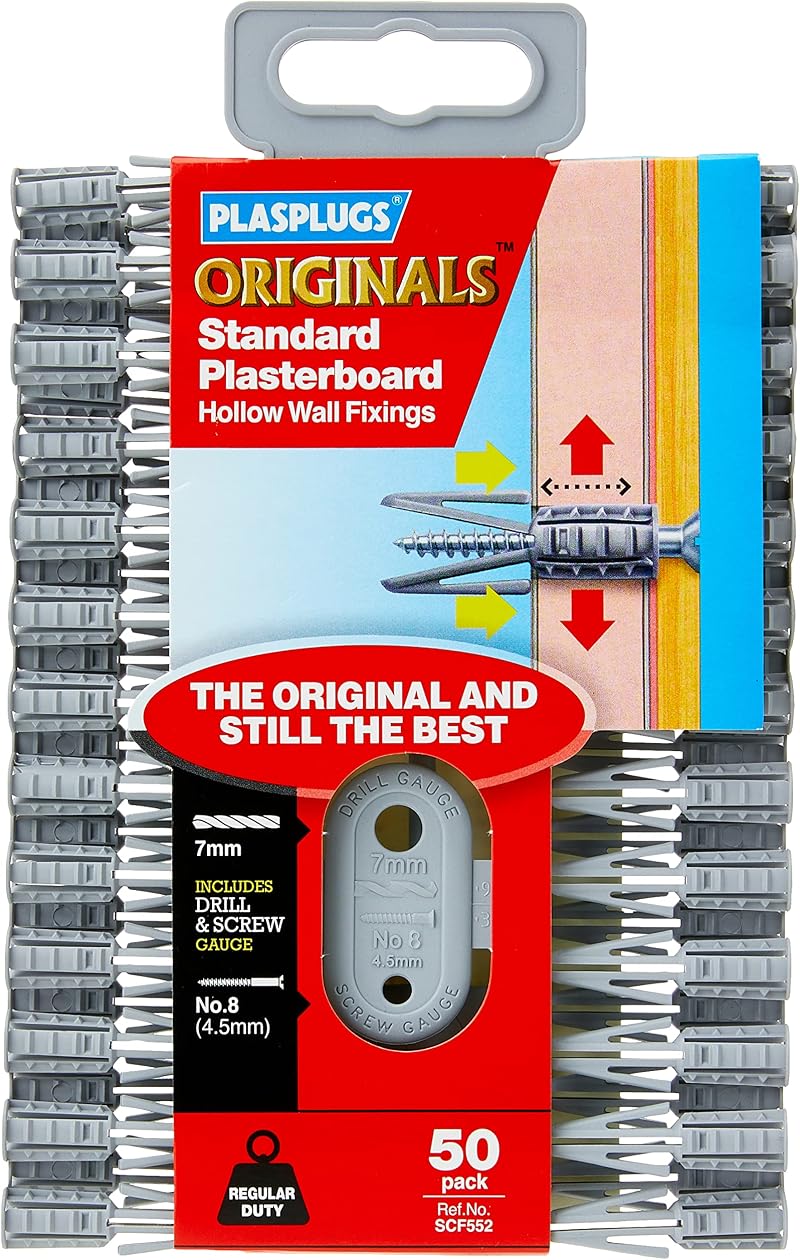 Plasplugs Plasterboard Fixings 50 x No.8 with Depth Gauge