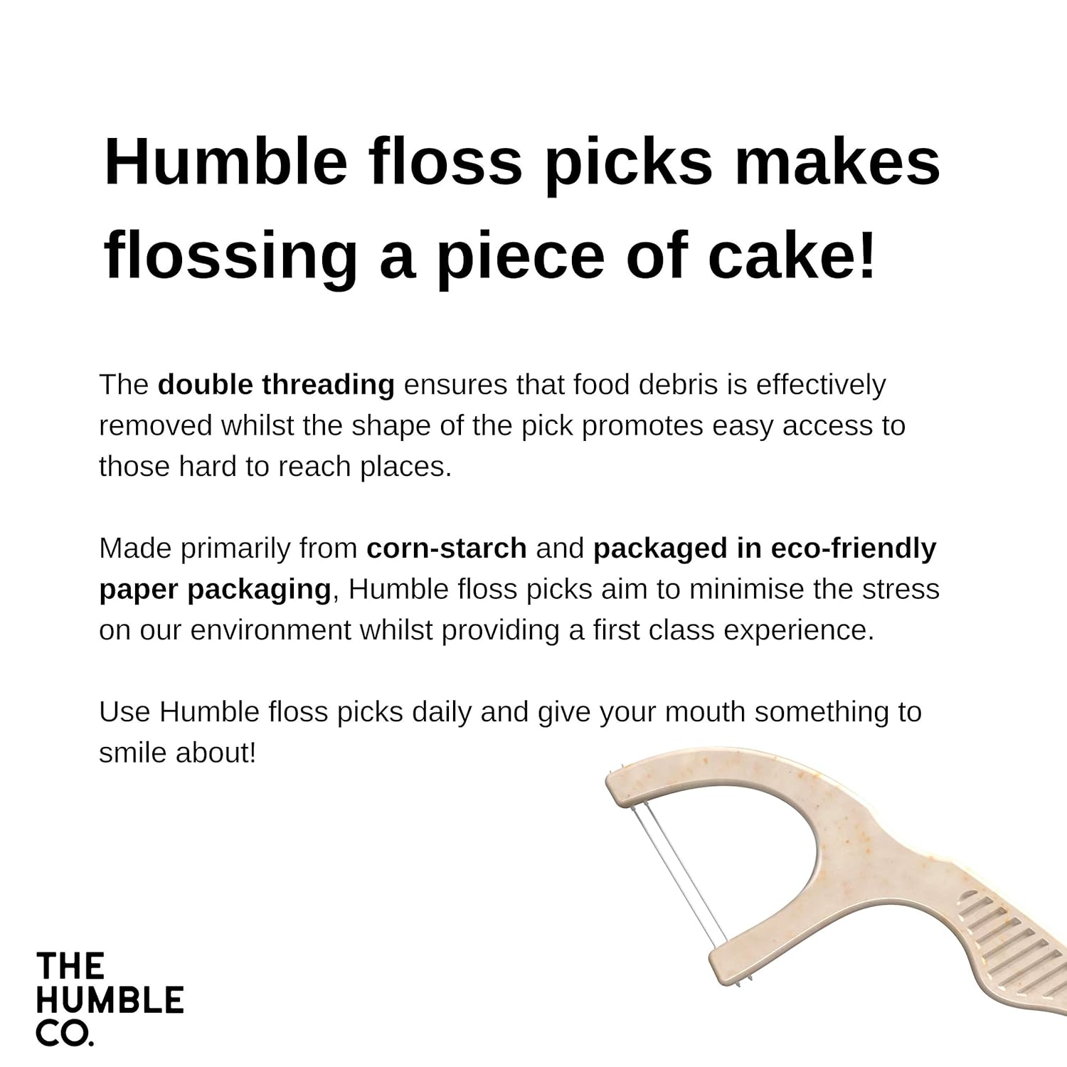 The Humble Co. Natural Dental Floss Picks (200 count) - Vegan, Eco Friendly, Sustainable Flossers for Zero Waste Oral Care - Helps Remove Plaque and Gives a Fresh Feel (Fresh Mint/Double Thread) : Beauty