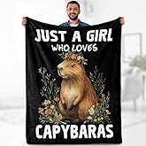 Capybara Blanket Gifts for Kids Woman - Just A Girl Who Loves Capybaras Cute Animal Lovers Throw for Boys Teen Adults Soft Fleece Cozy Bed Couch Decor Birthday Christmas Lightweight Blanket 50"x60"