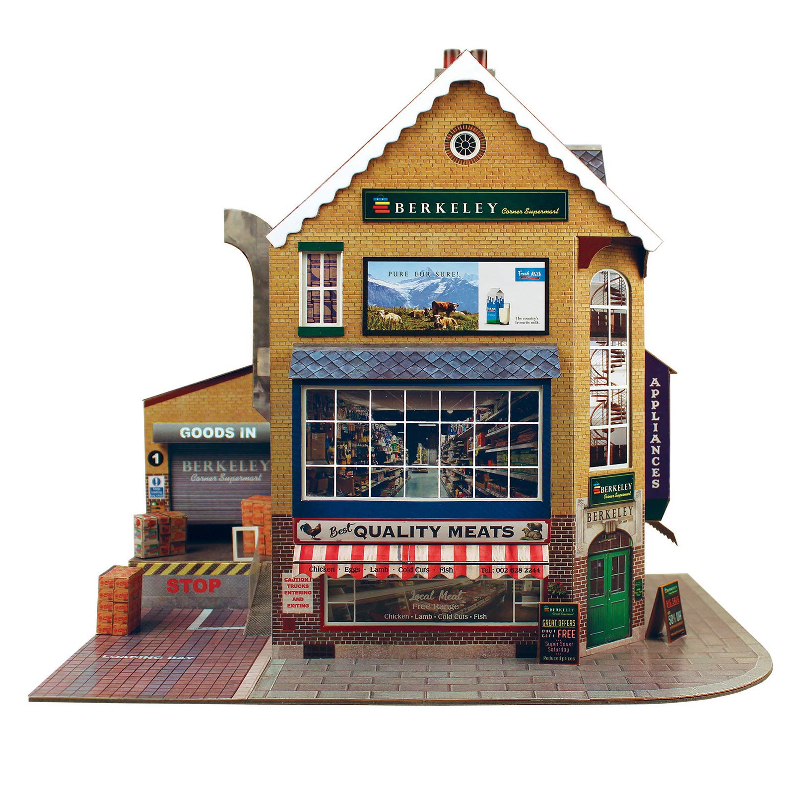 The CityBuilder O gauge 7mm 1:43 scale Model Railway Building CORNER SUPERMART Kit …