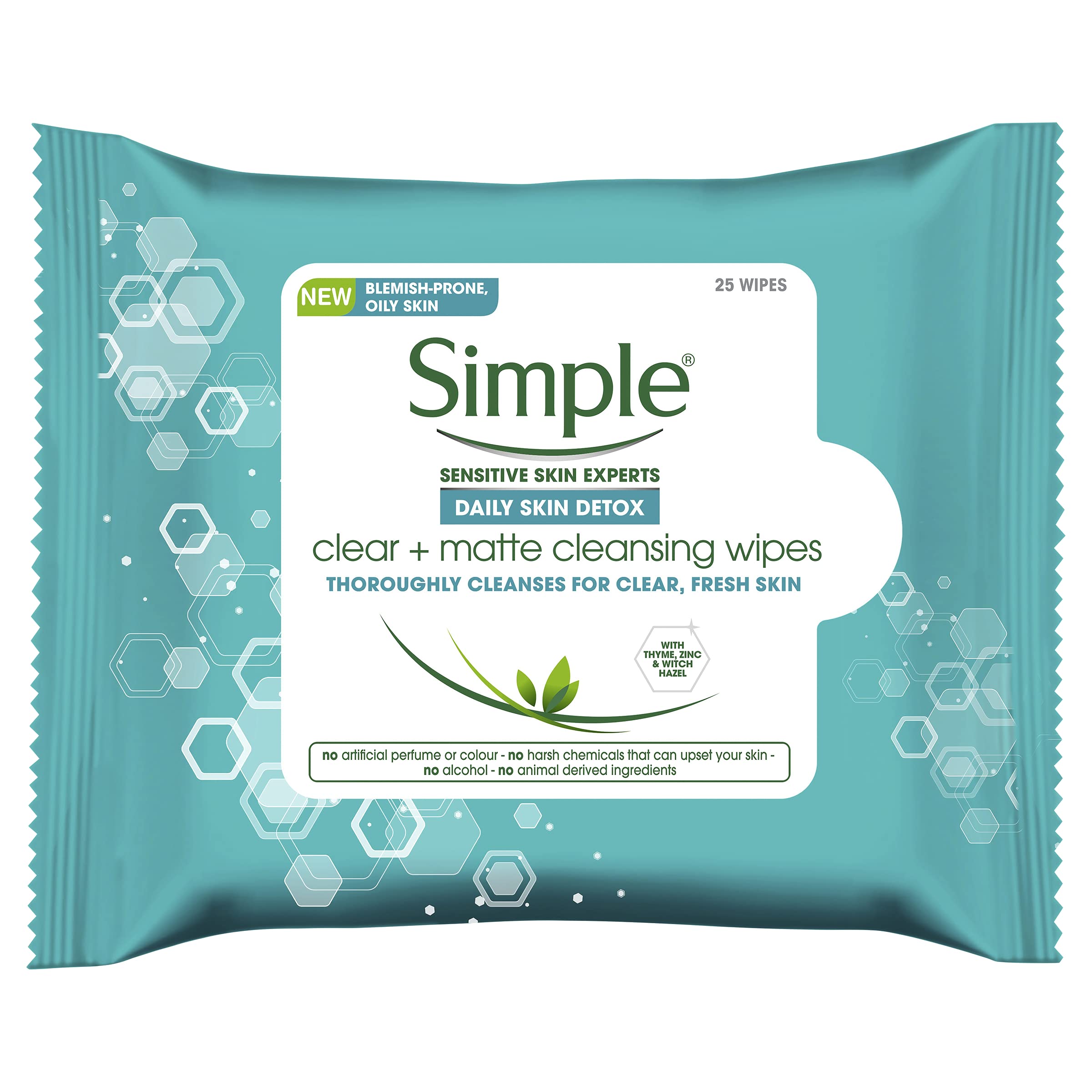 Simple Daily Clear & Matte Cleansing Wipes (25 wipes)