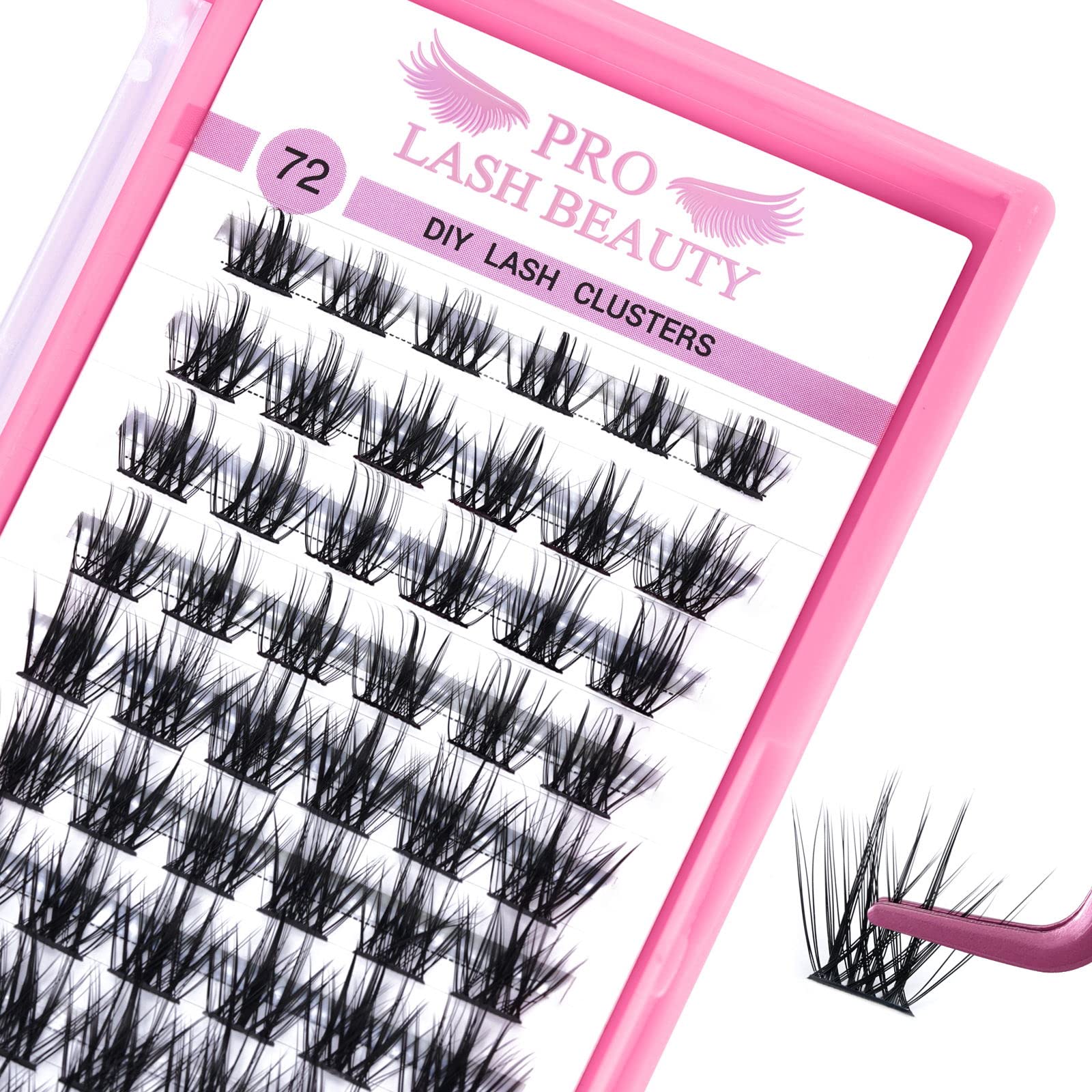 Cluster Lashes 72 Pcs Lash Clusters DIY Eyelash Extension Individual Lashes Attraction D-16mm Thin Band Easy to Apply at home Lashes(Attraction,D-16mm) — image 1