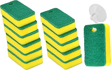 Amazon Com Home X Kitchen Sponge And Holder Set Cleaning Sponges With Scrub Pads Sponge Drying Hook Pack Of 12 Sponge 4 L X 2 W X 1 1 8 H Green Yellow Health