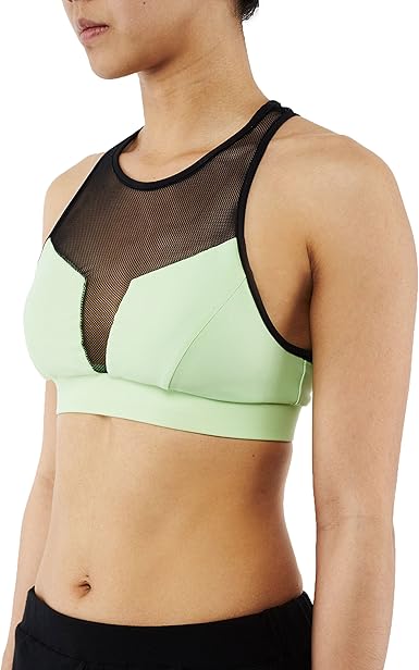 Espalier Women S High Neck Mesh Sports Bra Crop Top In Mint At Amazon Women S Clothing Store