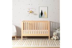 Newton Baby Galileo Standard Crib, Solid Beech Wood in Natural Color, 3-in-1 Convertible Crib with Toddler Bed Conversion Kit, Ultra-Safe Non-Toxic Finish