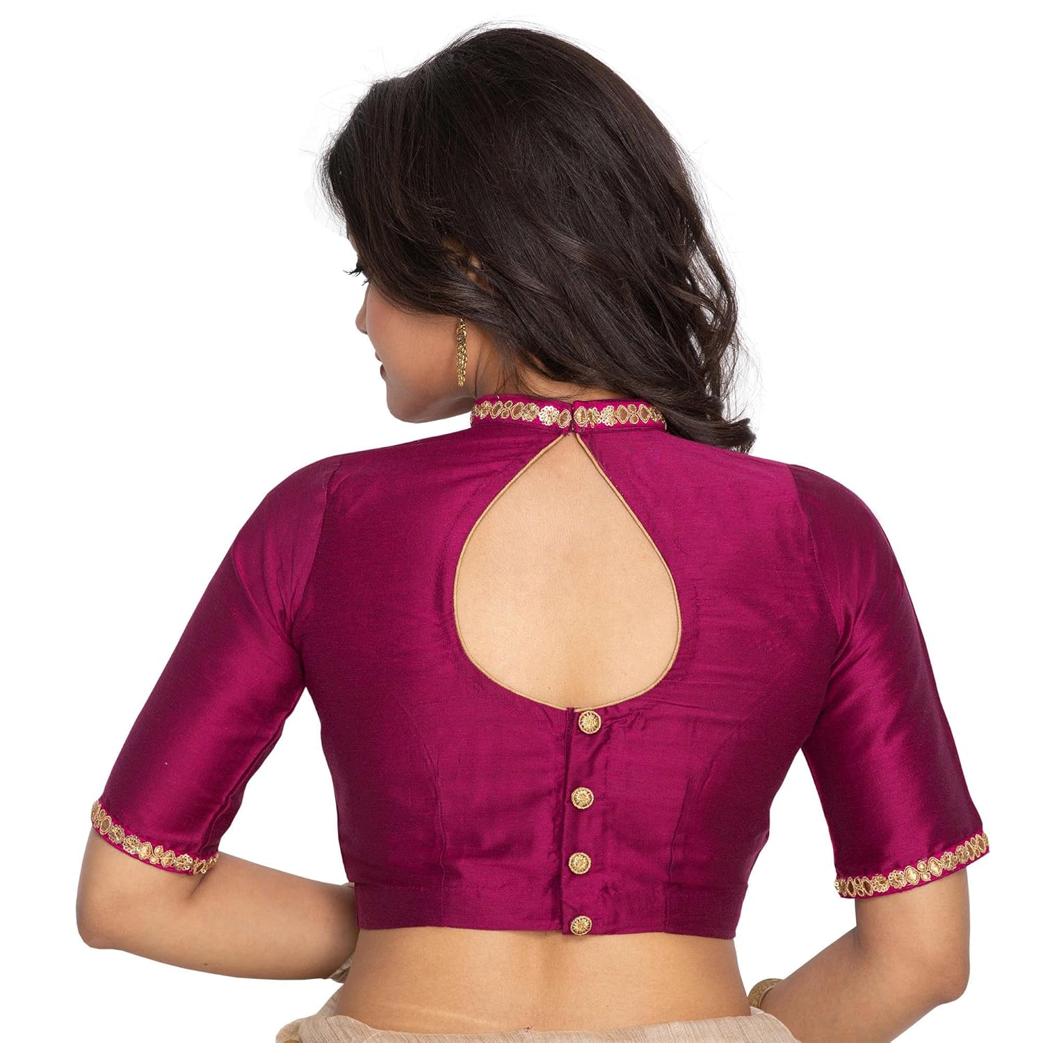 magenta cotton silk blouse
