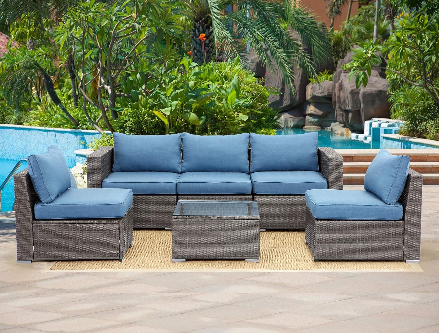 Amazon Com Wisteria Lane 6 Piece Outdoor Furniture Set Modular