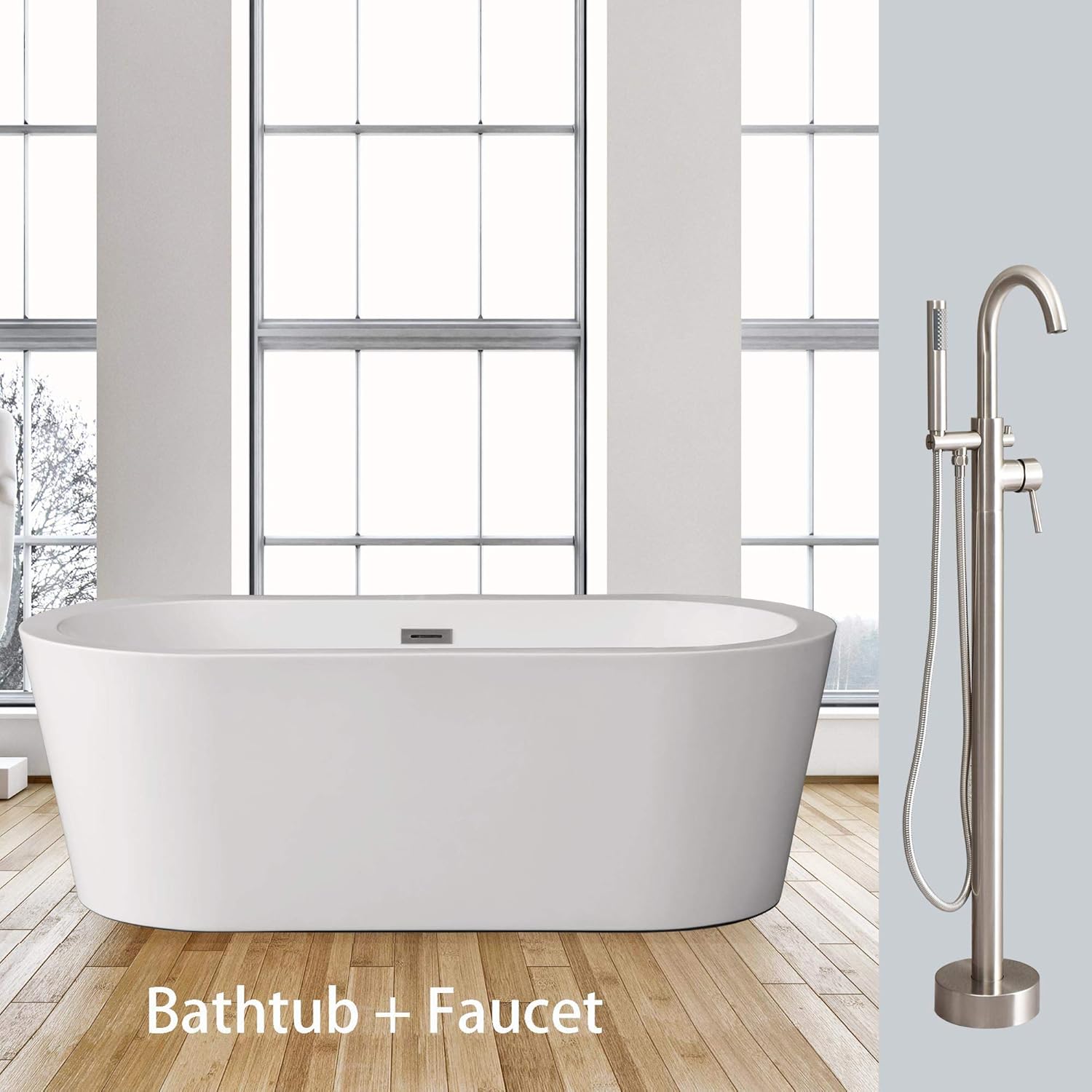 Woodbridge 67" Acrylic Freestanding Bathtub Contemporary Soaking Tub B
