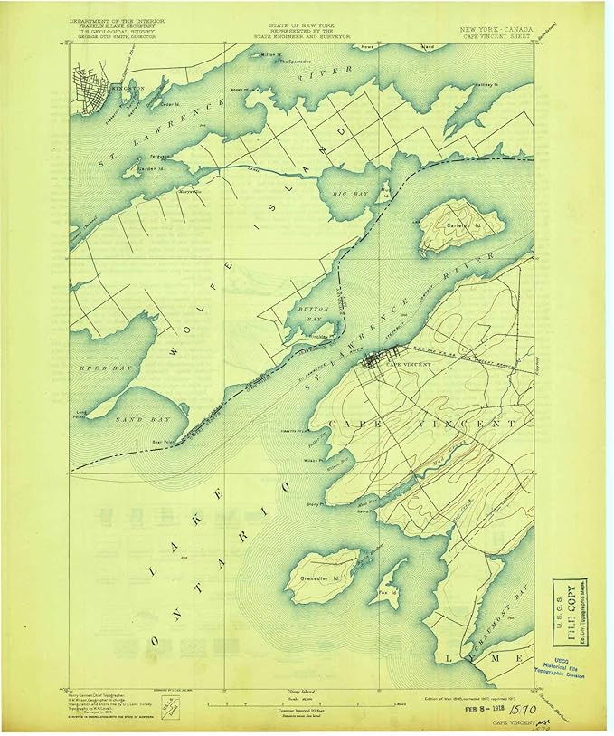 YellowMaps Cape Vincent NY topo map, 162500 Scale, 15 X