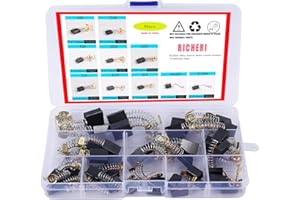 RICHERI 40Pcs Electric Motor Carbon Brushes 10 Different Sizes for Replacement Repair Power Tool Part
