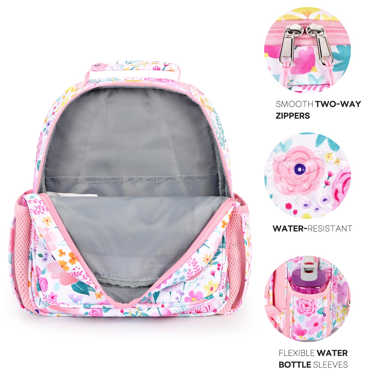 mibasies Toddler Backpack for Girls 2-4: Preschool Kindergarten Backpack - Cute Kids Backpacks for Girls - Flower Pink