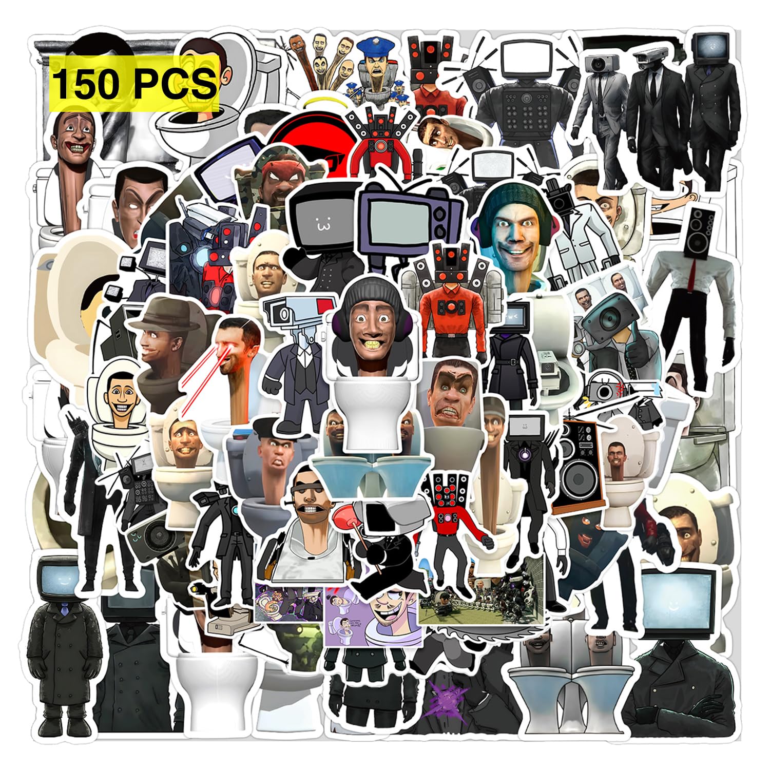 GTOTd Cartoon Toilet Stickers (150Pcs) Viny Waterproof Cute Cartoon Stickers for Teens DIY Decal Party Supplies for Water Bottle Luggage Guitar Skateboard