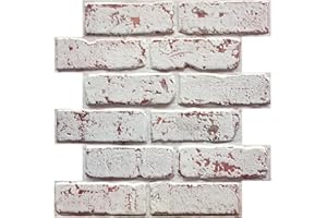 COMSTICKC 3D Faux Brick Wall Panel, Peel and Stick Brick Panels,10 Pcs of 12"X12" Small Size Thin PVC Brick Peel and Stick Brick Backsplash Whitewash Fake Brick Paneling for Interior Wall Decor