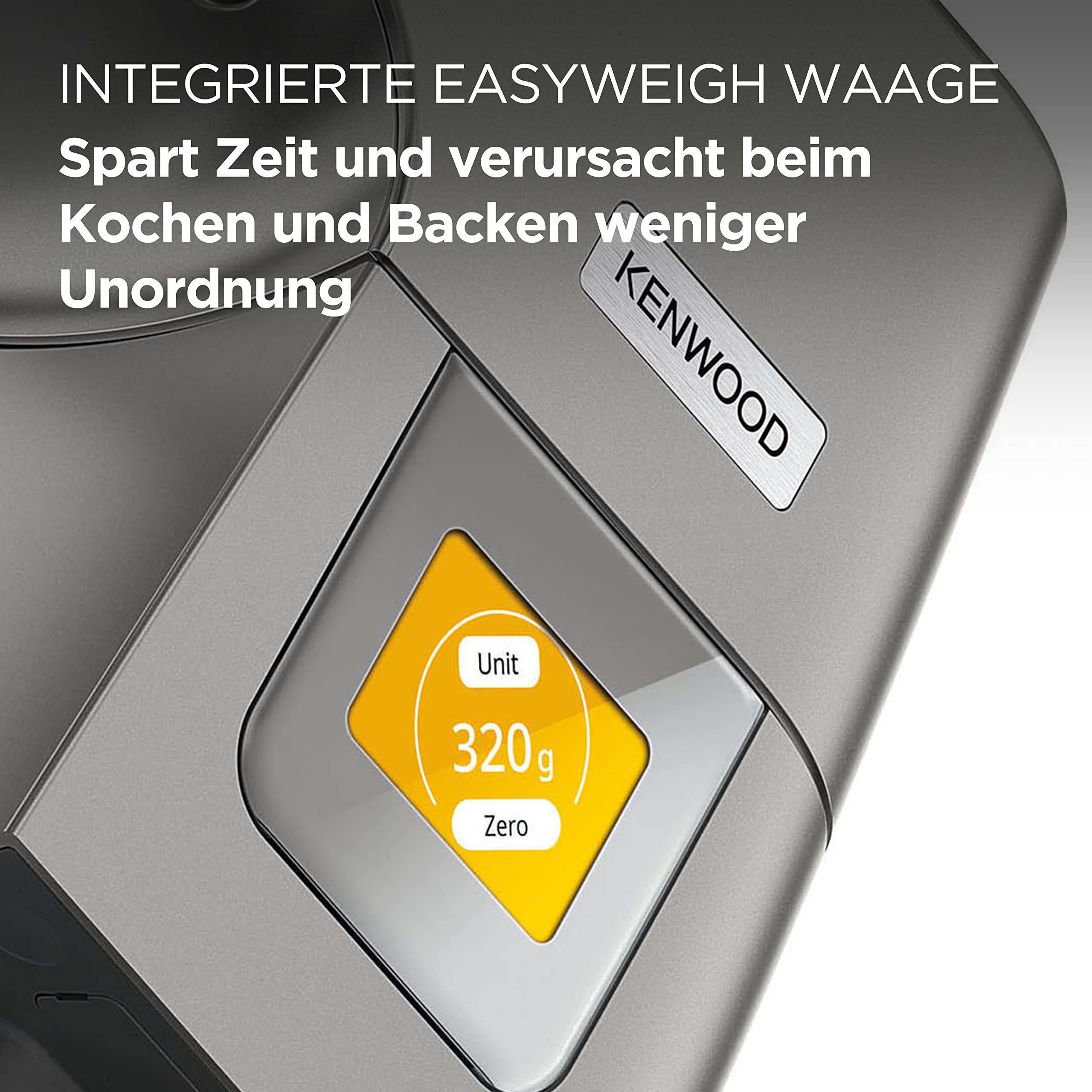 Kenwood Titanium Chef Patissier XL KWL90.034SI – Küchenmaschine mit integrierter Waage & 7 L Rührschüssel mit Wärmefunktion, 1400 Watt, inkl. 4-teiligem Patisserie-Set, silber 2