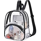 abshoo Clear Mini Backpack for Stadium Approved Transparent Backpacks for Girls Women Clear Bag for Concert Sport Events (Black)