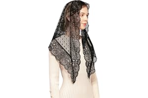 Wgior Triangle Vintage Inspired Lace Chapel Veils Catholic Mass Head Covering Scarf Mantilla Veils for Church