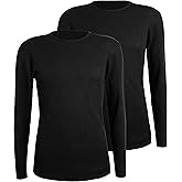Comfneat Men's 2-Pack Thermal Long Sleeve Undershirt Waffle Knit Soft Comfy Crew Neck Underwear Top Shirts for Men