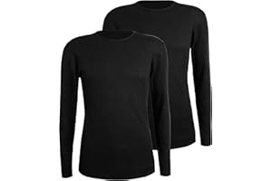 Comfneat Men's 2-Pack Thermal Long Sleeve Undershirt Waffle Knit Soft Comfy Crew Neck Underwear Top