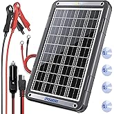 POWOXI 12V Solar Car Battery Charger: 15W Solar Trickle Charger Maintainer with MPPT Controller for Car - RV Boat Marine Motorcycle - Solar Panel Kit for Automotive Trailer Truck Snowmobile Tractor