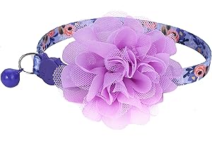BoomBone Floral Cat Collar with Removable Purple Flower Charm,Breakaway Small Dog Collar with Bell