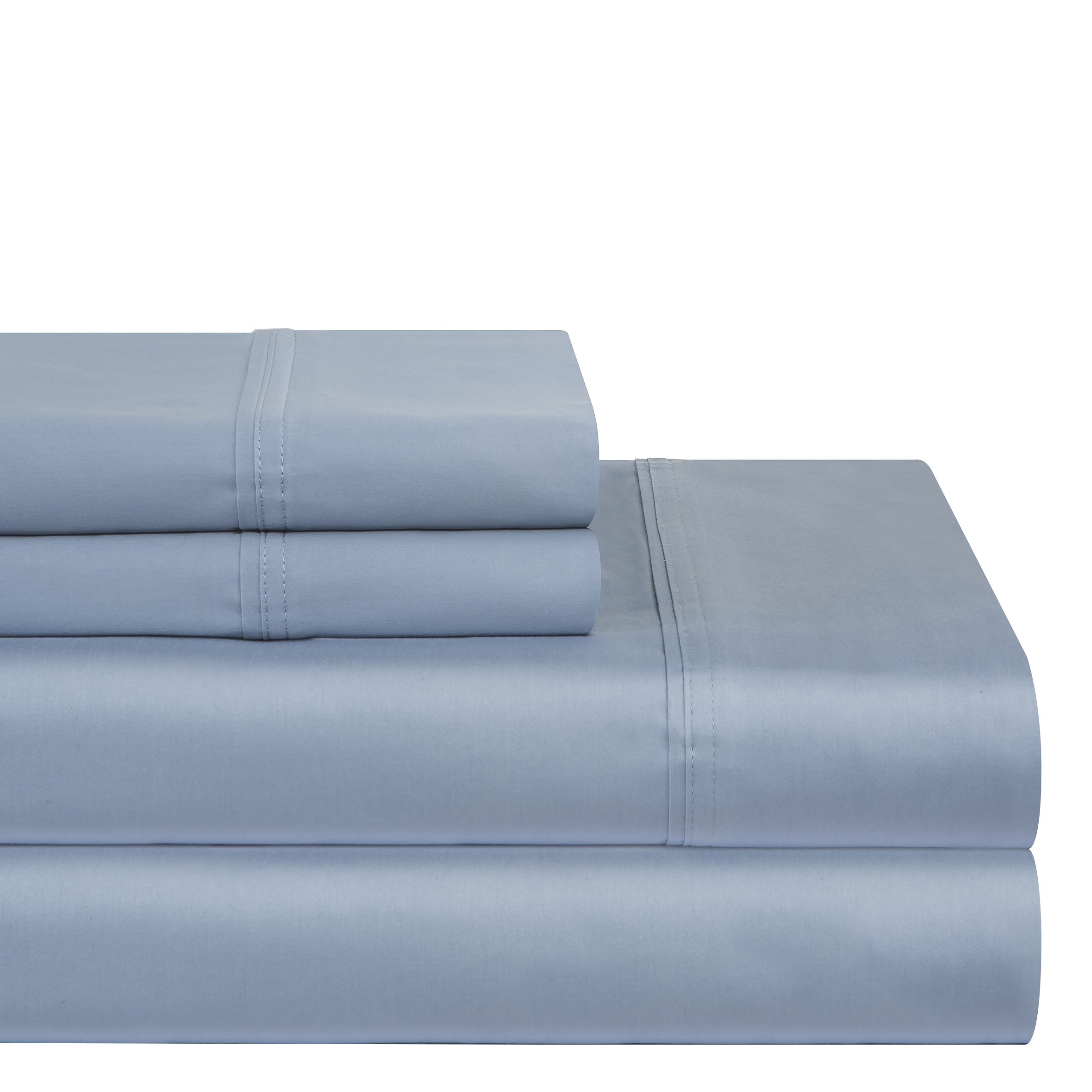 Photo 1 of Pointehaven 400 Thread Count Deep Pocket 100% Pima Cotton Sheet Set, Dusty Blue, Cal King