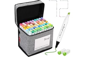Bianyo 72 Pastel Markers Alcohol Marker Set, Dual Tip Art Markers Set, Alcohol-Based Ink Permanent Marker with Premium Grey Bag for Adults, Kids, Amateurs, Coloring, Drawing, Outlining, highlighting