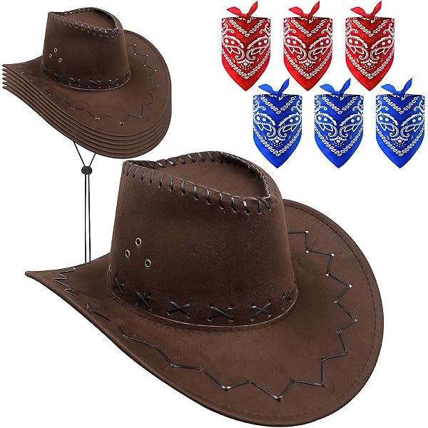 7766 12pcs Cowboy Hats And Bandanas,western Cowboy Hats Bulk,wide Brim Cowgirl Amazon.com: Fun Express Straw Cowboy Hats Bulk Set of 12  main image 2