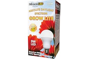 Miracle LED Absolute Daylight Spectrum Grow Lite - Replaces up to 100W - Full Spectrum Hydroponic LED Plant Growing Light Bulb for Greenhouse, Garden, and Indoor (605088)