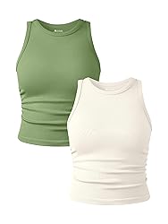 OQQ Women's 2 Piece Tank Tops Crew Neck Sleeveless