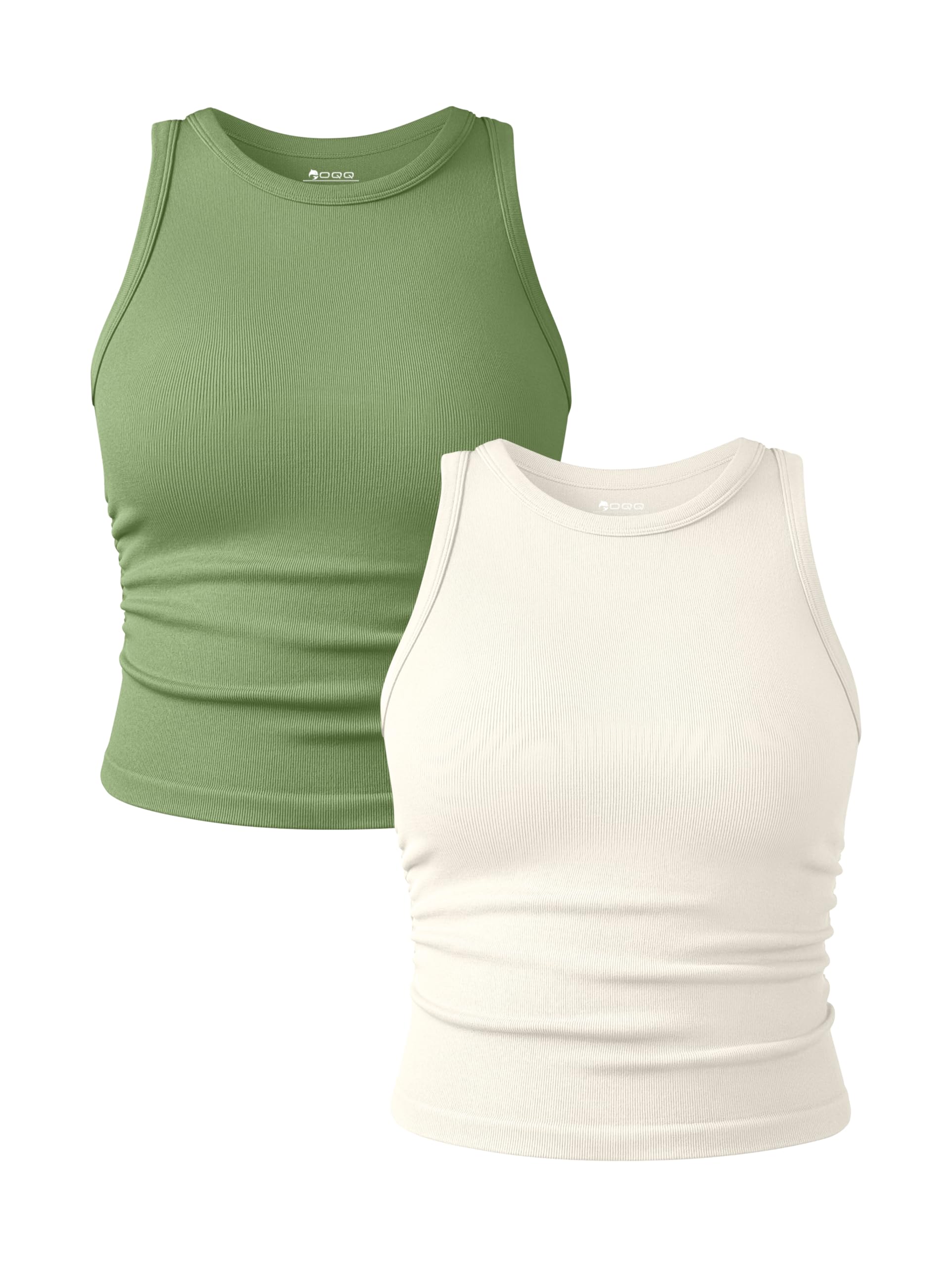 OQQ Women's 2 Piece Tank Tops Crew Neck Sleeveless