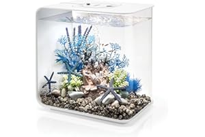 biOrb Flow 15 Acrylic 4-Gallon Aquarium with Multi-Color Remote-Controlled LED Lights Modern Compact Tank for Tabletop or Desktop Display, White