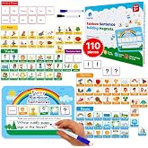 110 PCS Sentence Building Kit for Kids, Speech Speak Spell &ndash; Simply Magic | Word Building Magnets, Speech Therapy Toys for Toddlers, Reading Games for Kids 6-8-10, Learn to Read, Reading Manipulatives