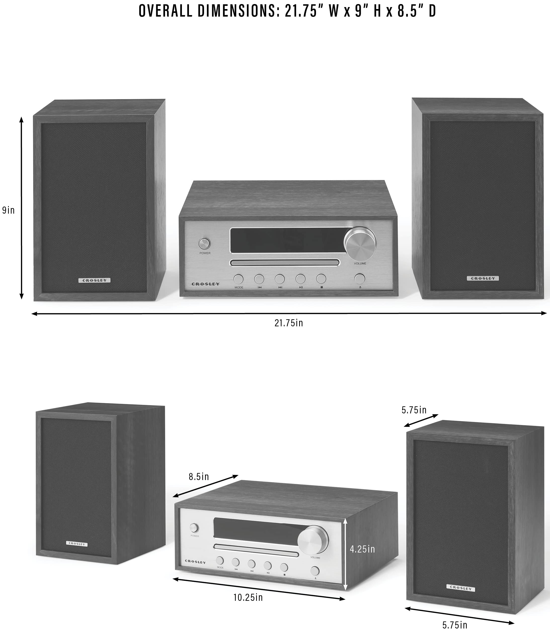Crosley CR3503A-WA Parker Blueooth FM Radio and CD Player, Walnut