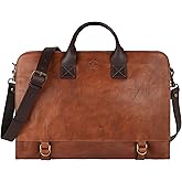 Time Resistance Leather Briefcase for Laptop Attache Case Messenger Bag for Men and Women