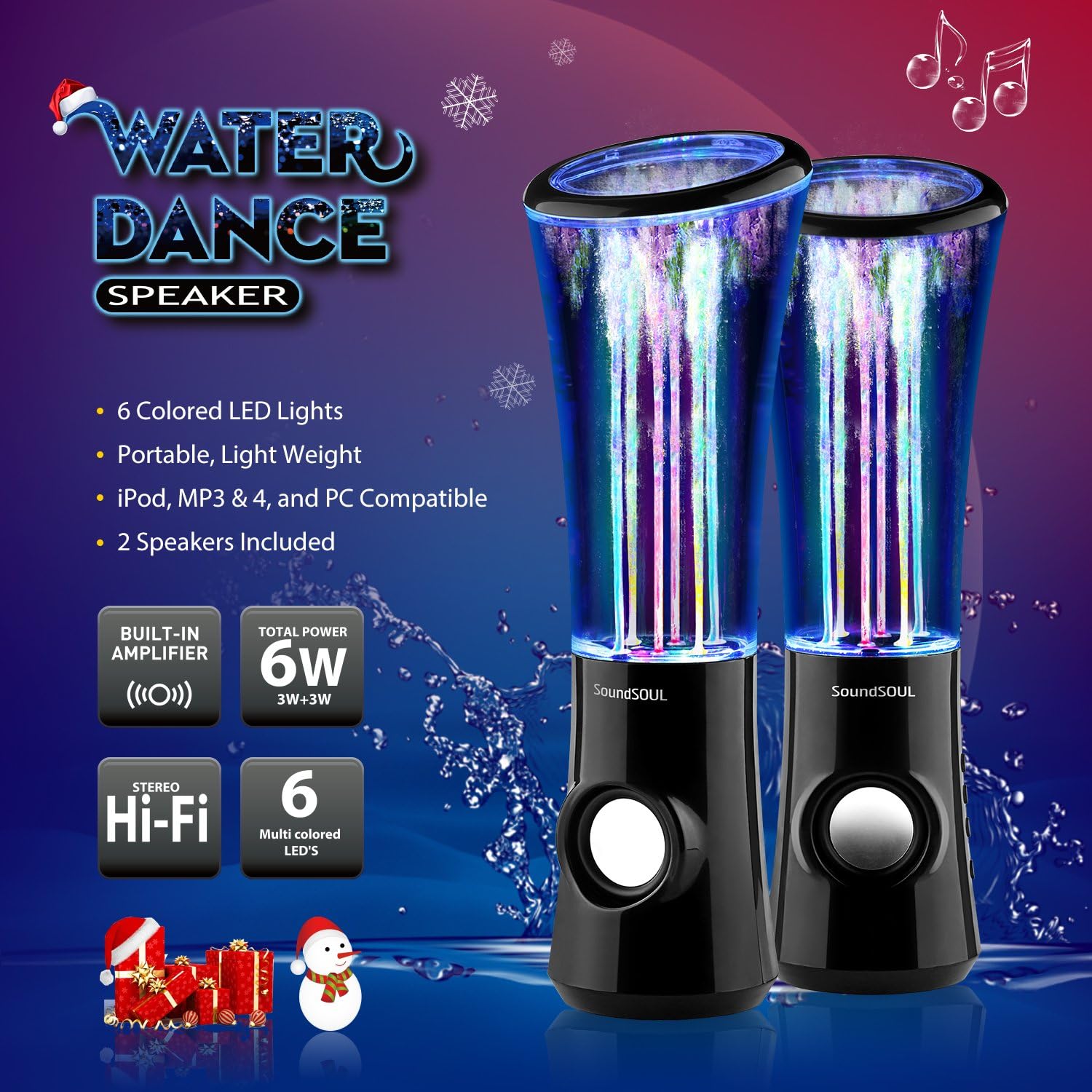 multi colored illuminated dancing water speakers