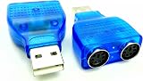 zdyCGTime 2-Pack Blue USB A Male to Dual PS/2 Female Adapter Keyboard Mouse view 1