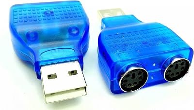zdyCGTime 2-Pack Blue USB A Male to Dual PS/2 Female Adapter Keyboard Mouse