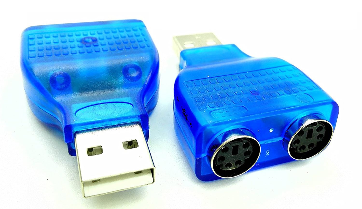 zdyCGTime (2-Pack Blue Mouse Keyboard USB A Male to Dual PS/2 Female Connector Adapter,New USB Male to 2 PS/2 Female Active Adapter T-splitter