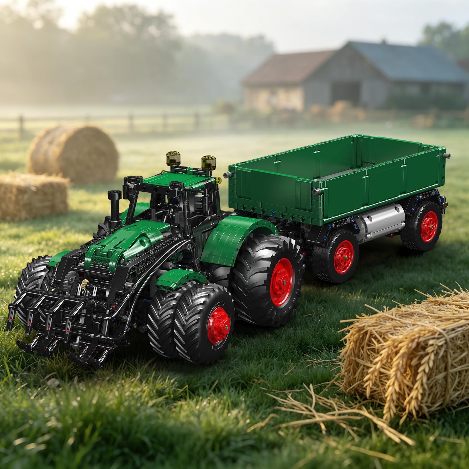 Mould King 17095 Technik Traktor Bausteine Modell, 2368 Teile Ferngesteuert Traktor Klemmbausteine Blockmodell, Baufahrzeug Montagesatz Kit als Spielzeug und Geschenk (14 Jahre und älter) 4